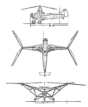 Focke Wulf Fw 61 3-View.