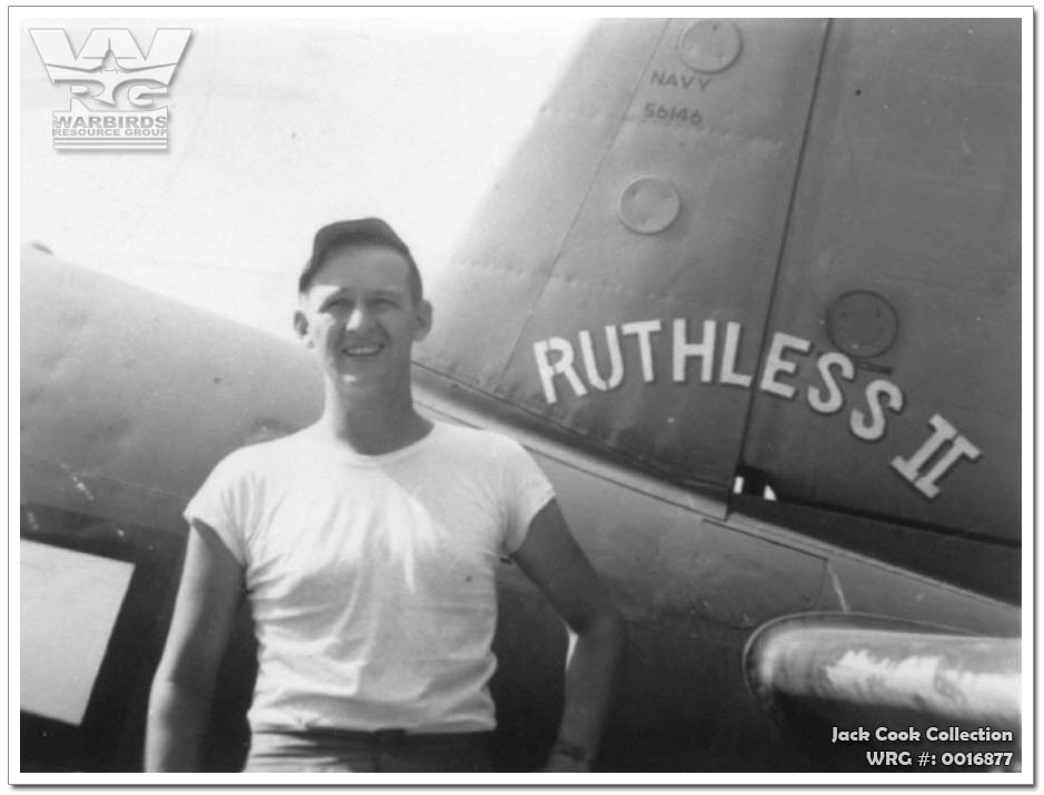 LT Oscar Chenoweth Jr and his F4U-1 Corsair/Bu. 56146/Ruthless II of VF-17. WRG# 0016877