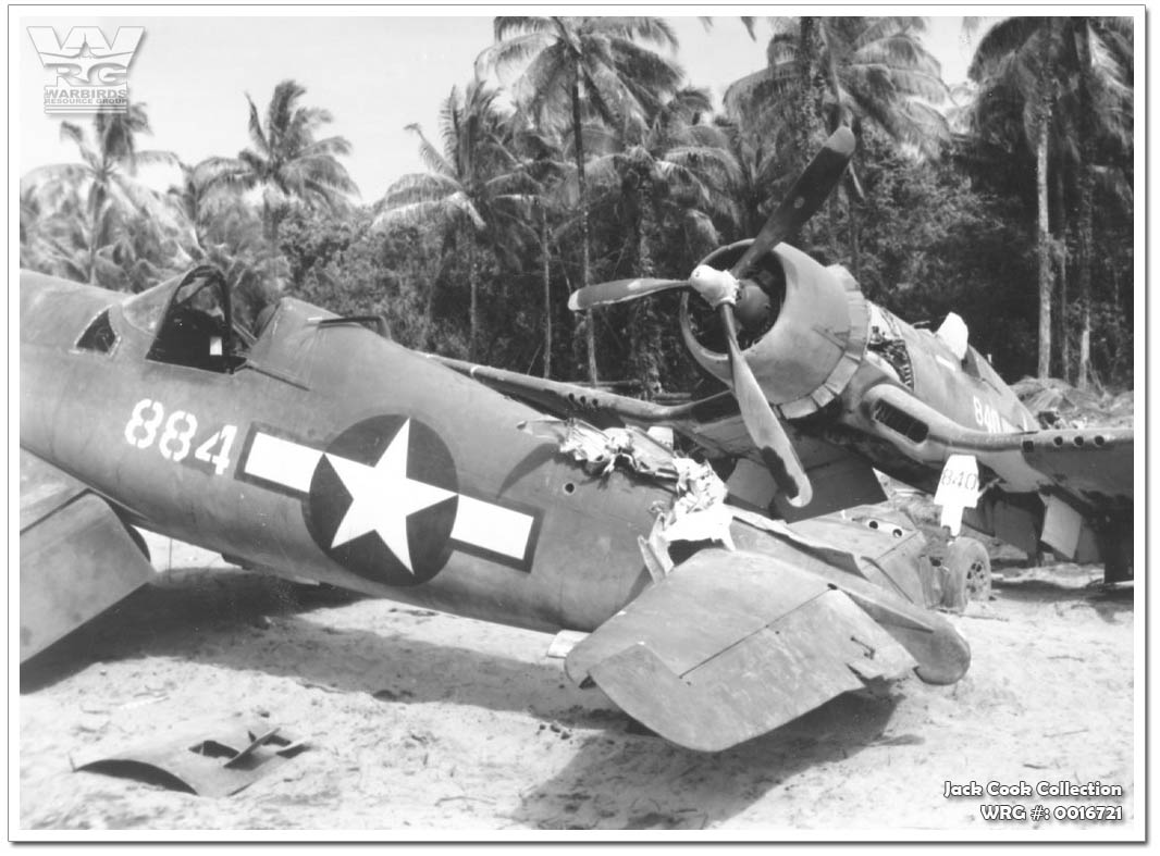Wreckage of F4U-1A Corsair/Bu.17884, of VMF-214, Bouganville. WRG# 0016721