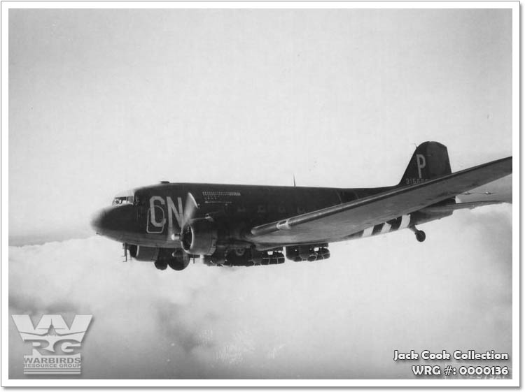 C-47A Skytrain of the 9th AF fitted with belly cargo racks, 1944. WRG#: 0000136