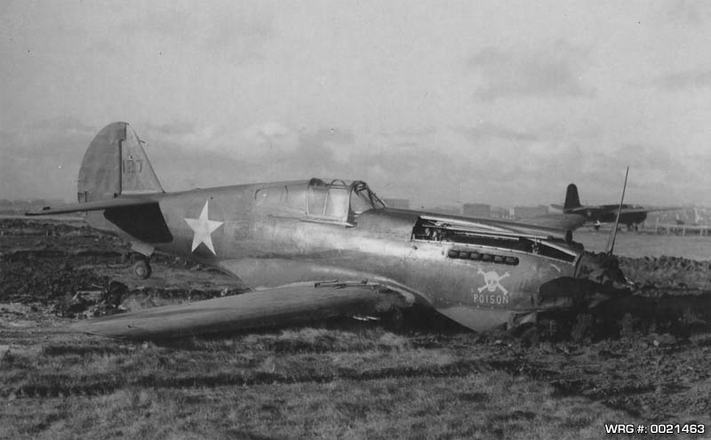 Curtiss P-40 Warhawk 'Poison' Which Crashed At An Airfield Somewhere In Iceland. 2Nd Service Group, 27 October 1942. WRG# 0021463