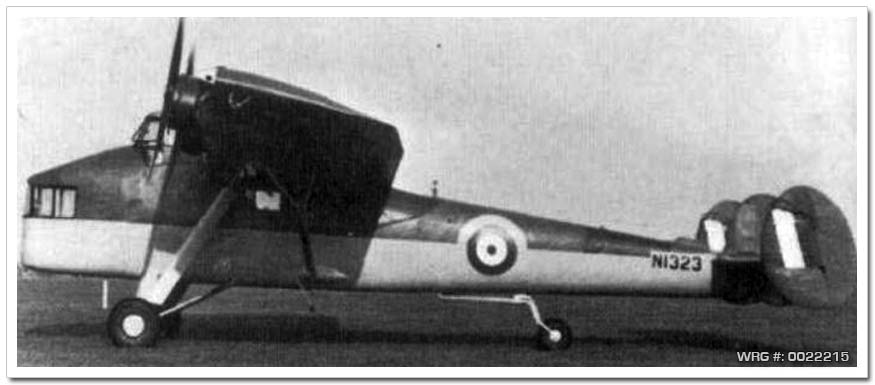 Airspeed A.S. 39 Fleet Shadower WRG#: 0022215