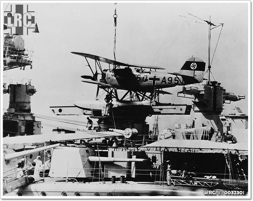 A Heinkel He 60 on the catapult of the German heavy cruiser Admiral Scheer, circa 1936