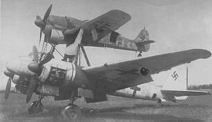 Mistel S 2. Ju 88G-1 and Fw 190A-8.