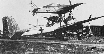 Mistel S 2. Ju 88G-1 and Fw 190A-8.