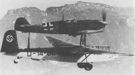 Prototype in flight (Bf 109-DFS 230 glider).