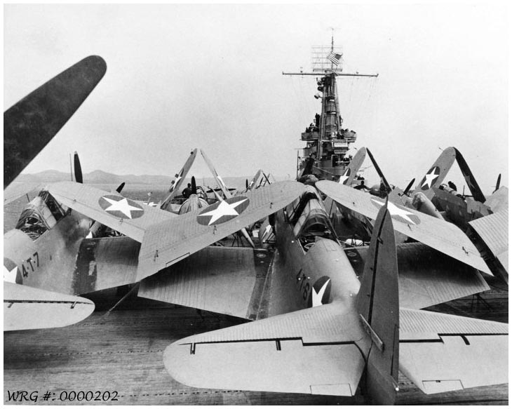 TBD-1 Devastators of Torpedo Squadron (VT) 4 pictured spotted on the flight deck of the carrier Ranger (CV 4) at anchor in Cuban waters on June 18, 1942. WRG #: 0000202