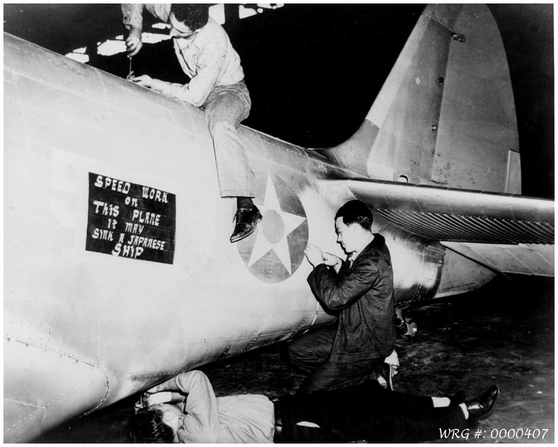 A TBD-1 Devastator of Torpedo Squadron (VT) 5 pictured undergoing maintenance at Naval Air Station (NAS) Norfolk, Virginia, on December 16, 1941. WRG #: 0000407