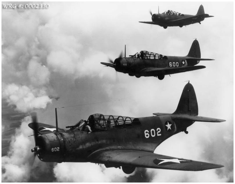 Three Devastators in flight over South Florida, 1942/43. WRG #: 0002330