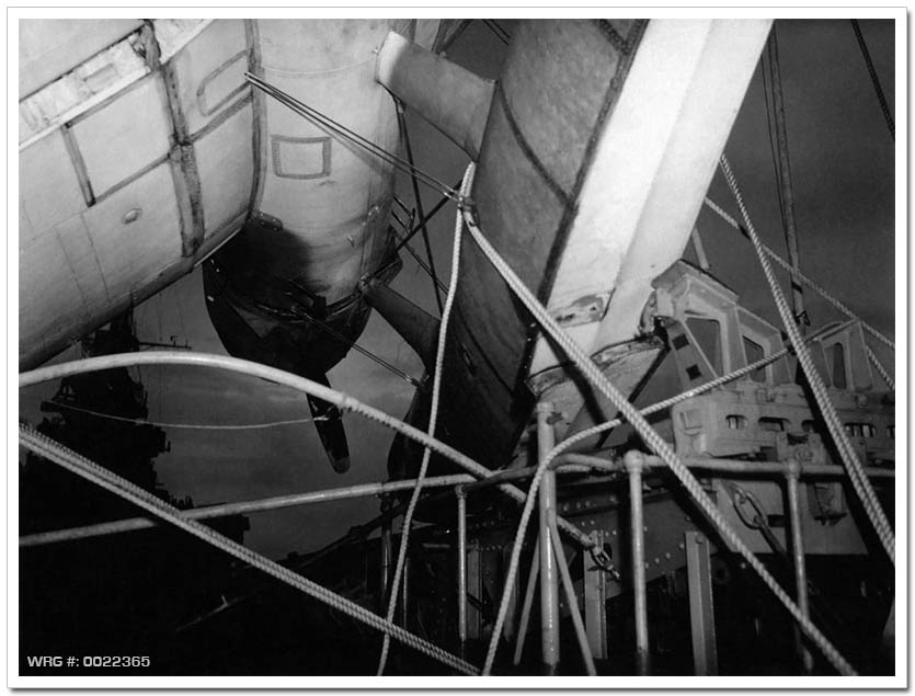 Vought OS2U Kingfisher damaged by a Typhoon while on board the USS Astoria, December 19th 1944. WRG#: 0022365