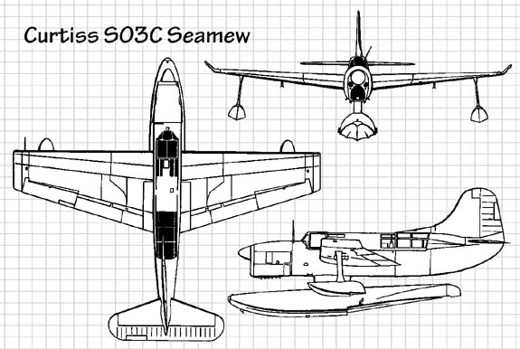 Curtiss SO3C Seamew 3-View Drawing