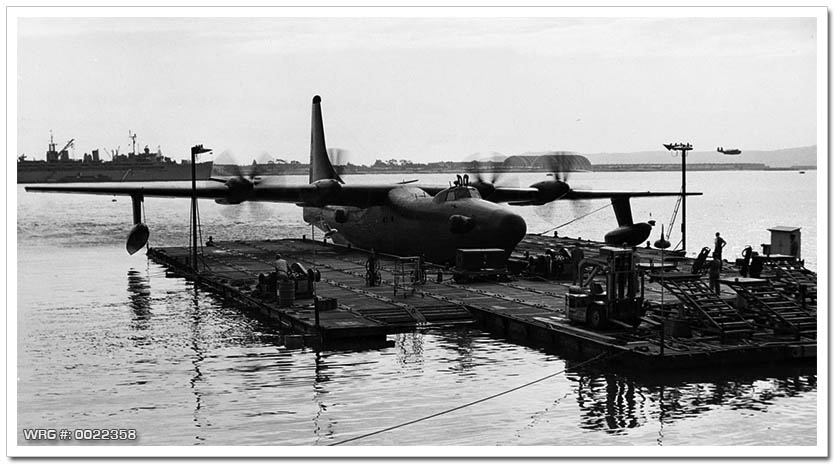 The Convair XP5Y-1 Tradewind docks on the day of its first flight on 18 April 1950 at San Diego, CA. WRG #: 0022358