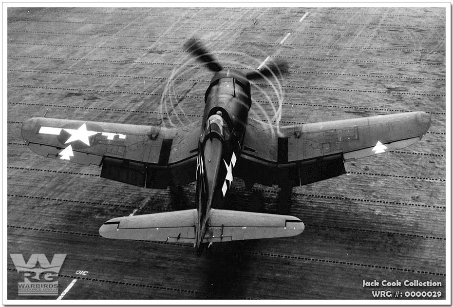 F4U-1D Corsair of Marine Fighting Squadron (VMF) 112 on the flight deck of the aircraft carrier Bennington (CV 20) on February 10, 1945. WRG# 0000029