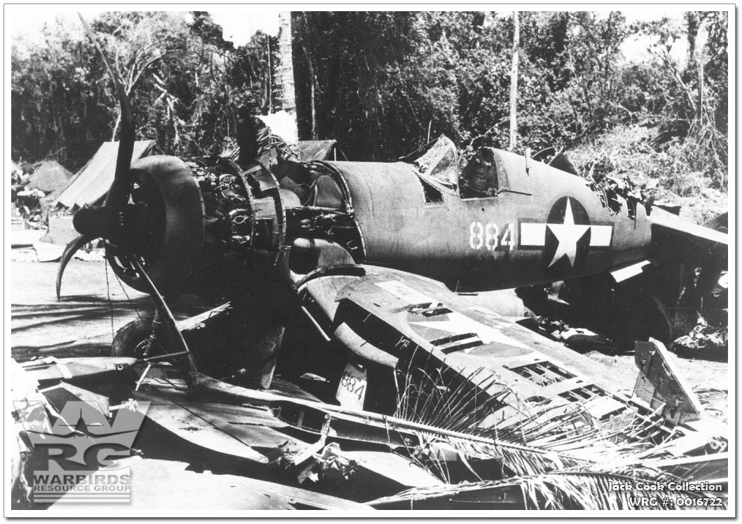 Wreckage of F4U-1A Corsair/Bu.17884, of VMF-214, Bouganville. WRG# 0016722