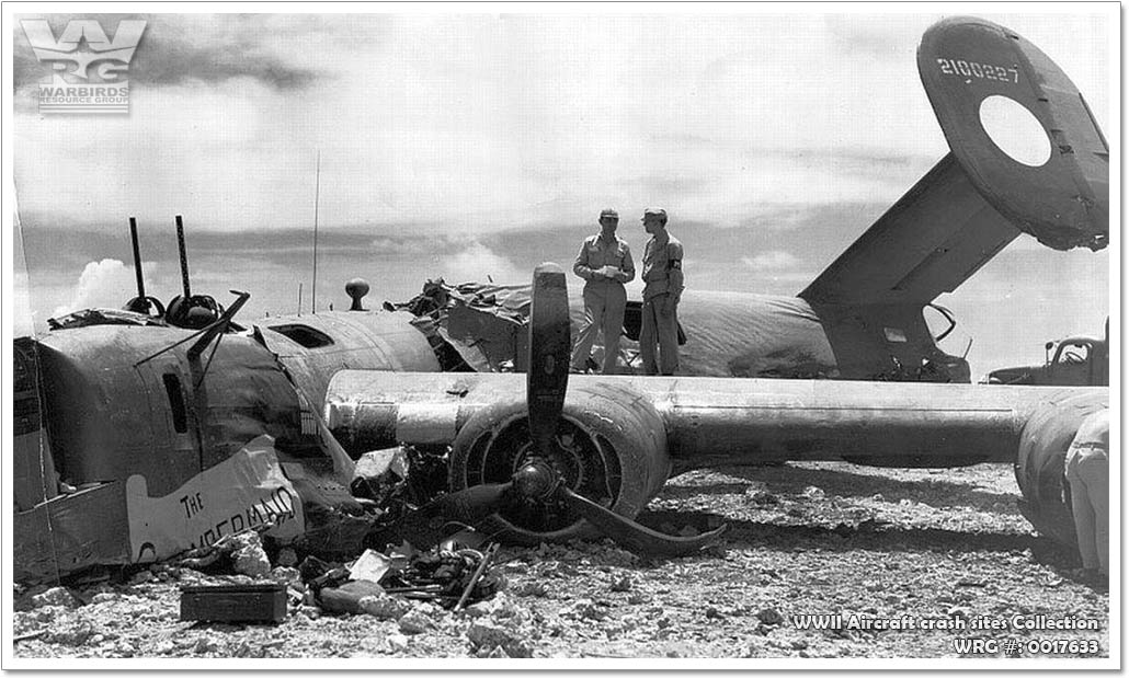 B-24J-80-CO Liberator/42-100227/ The Chambermaid, crashed on Saipan after a raid on Iwo Jima, September 11, 1944. WRG#: 0017633
