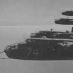 North American B-25 Mitchell's of the 77th BS/28th BG, B-25D-15 Mitchell/41-30474/My Buddy in the lead, Southeast of Attu, Aleutian Islands, Sept 1943. WRG-0021474