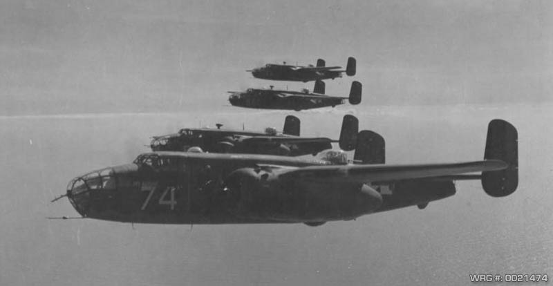 North American B-25 Mitchell's of the 77th BS/28th BG, Southeast of Attu, Aleutian Islands, Sept 1943. WRG-0021474