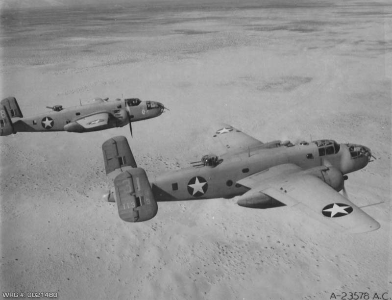 North American B-25C-1 Mitchells of the U.S. Army Air Force 9th AF in North Africa. 1943. WRG-0021480