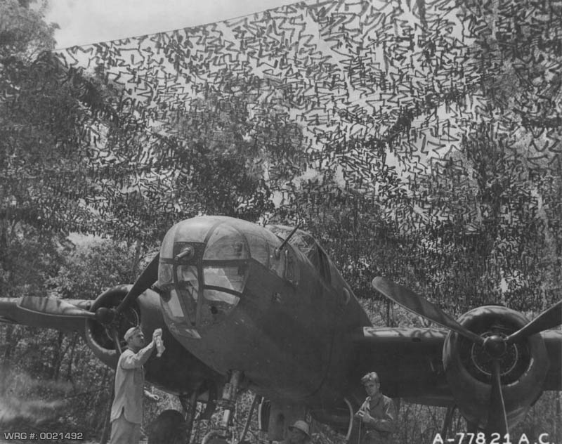 B-25 Mitchell under protective covering near Port Moresby, Papua, New Guinea, November 27, 1942. WRG-0021492