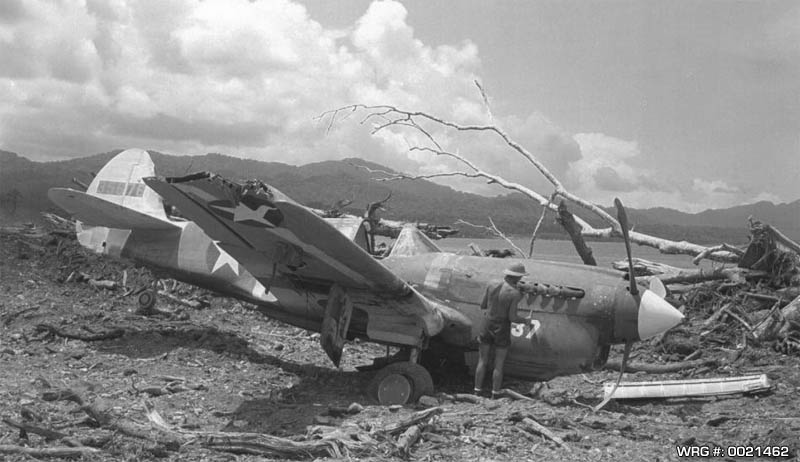Curtiss P-40M-5-CU Warhawk/43-5676 of the 44th Fighter Squadron. Crashed at Munda circa 1943. WRG# 0021462