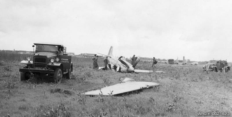F-51D Mustang after a landing accident in Mt Vernon, IL. WRG# 0021623