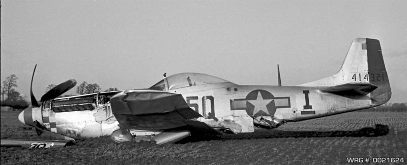 P-51D Mustang/44-14321 of the 504th FS, flown by Lt. Vernon N. Barto, crashed on February 5, 1945. WRG# 0021624